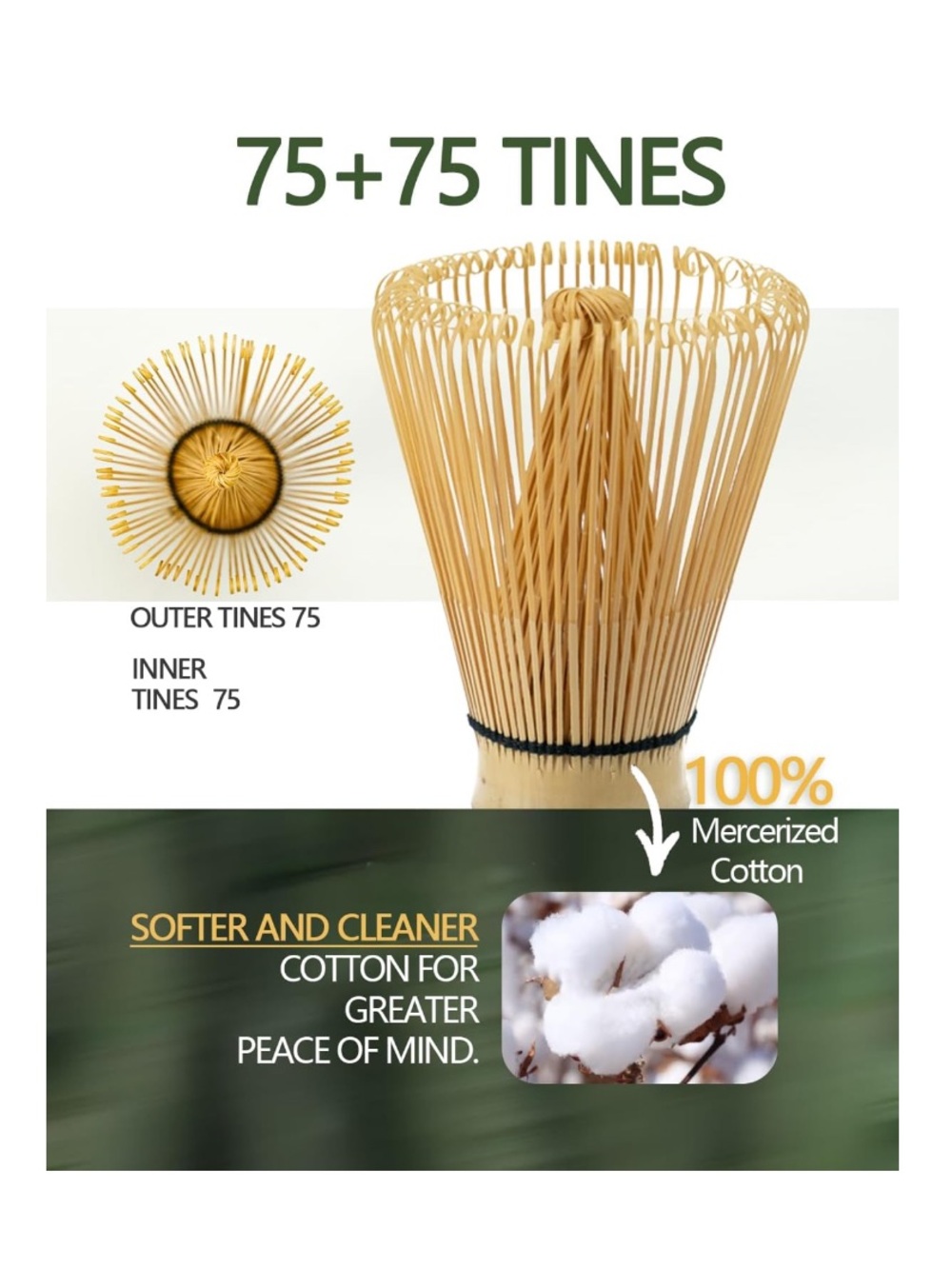 Matcha Whisk 100% Bamboo Handcrafted Organic Traditional Japanese - Picture 3 of 5